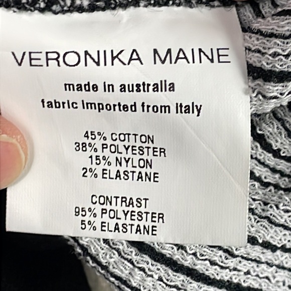 Veronika Maine Black White Noir Stripe Overlay Dress Open Cut Out Back US 6 - Picture 7 of 8